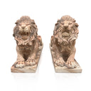 Red Marble Large Lion Statues For Sale