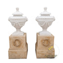 Garden planter White Marble Urn on Limestone Base