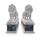 Pair Of Lion Statues With Pedestals