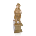 Marble Statue Classic Beige Limestone Standing Lion Pair