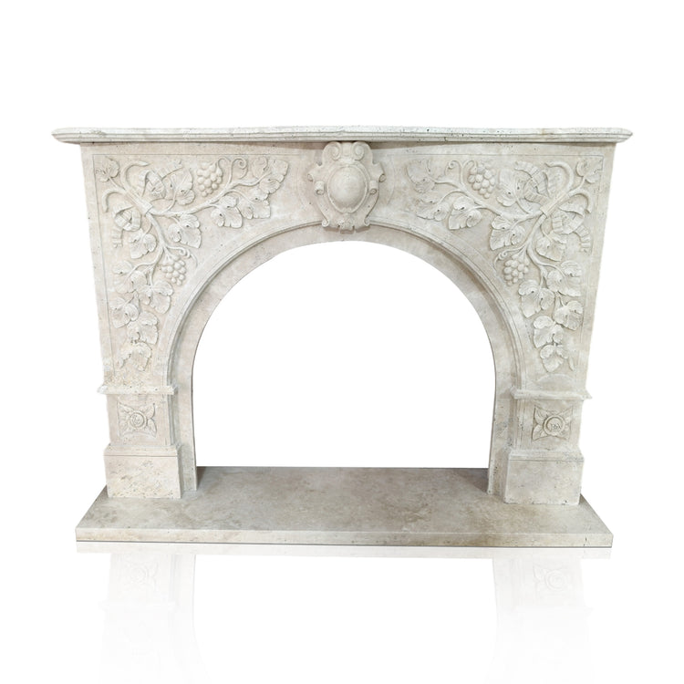Travertine Marble Mantel Piece arched opening Tuscan style