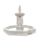 White Marble Water Fountain Figural Caryatid Octagonal Pool