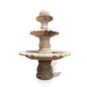 3 Tier Water Fountain Sunset Red Marble Cascading Water Feature 110" Tall