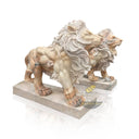 Lion Garden Statue Sunset Red Marble Roaring Prowler