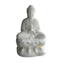 Stone Buddha garden statue of Meditating Buddha with Lotus in White Marble
