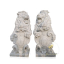 Stone Lion Statue White Marble Heraldic Royal Pair