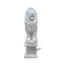 Lions Statues White Marble Vigilant Seated Guardian
