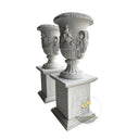 Tall outdoor planters Sculpted White Marble Urn Pair