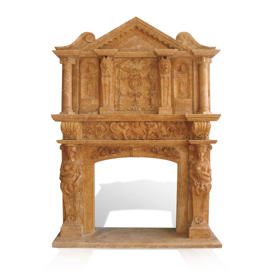 Custom Travertine Fireplace overmantel Surround