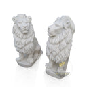 Outdoor Lion Statue White Marble Noble Guardian