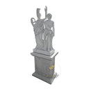 Large stone garden ornament of Athena and Hermes in White Marble