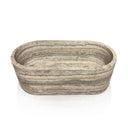 Travertine Tub | Silver Gray Stone Oval Wave 70.87" Long