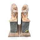 Lion Statues In Front Of House Sunset Red and Light Green Marble Pair