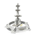 Large Cascading Water Feature With Monumental Lion Head Tiered Marble Fountain 102" Tall