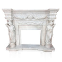 White Marble Fireplace Empire Style with Caryatid Sculptures