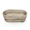 Travertine Tub | Silver Gray Stone Oval Wave 70.87" Long