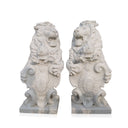 Stone Lion Statue White Marble Heraldic Royal Pair
