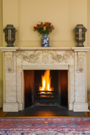 Beige Stone Fireplace