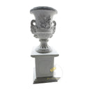 Tall outdoor planters Sculpted White Marble Urn Pair