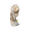 Lion Sculpture Sunset Red Marble Roaring Pair