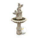 Marble Statue Fountain With Playful Cherubs Pedestal 67" Tall