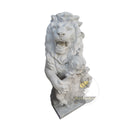 Stone Lion Statue White Marble Heraldic Royal Pair