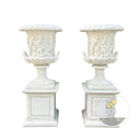Large planter pots Carved White Marble Urn Pair