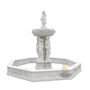 White Marble Water Fountain Figural Caryatid Octagonal Pool