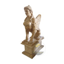 Marble Statue Classic Beige Limestone Standing Lion Pair