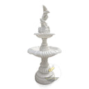 Two-Tier Marble statuary Fountain with Dolphin Sculpture 65" Tall