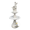 Cascading Marble Statuary Fountain with Playful Cherub Statue 65" tall