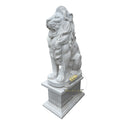 Lions Statues White Marble Vigilant Seated Guardian