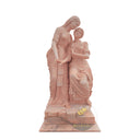 Stone sculpture of Mother and Daughter in Sunset Red Marble
