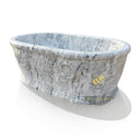 Marble bathtub with two rings traditional rolled edge oval design perfect for high-end mansions