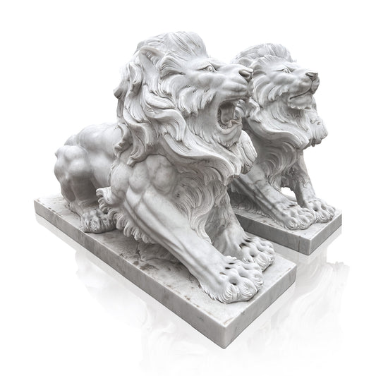 White Marble Large Lion Statues For Sale