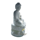 Stone Buddha garden statue of Meditating Buddha with Lotus in White Marble