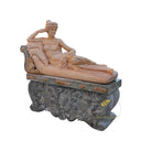 Stone garden statues of Reclining Roman Lady in multi marble