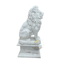 Lions Statues White Marble Vigilant Seated Guardian