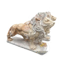 Lion Sculpture Sunset Red Marble Roaring Pair
