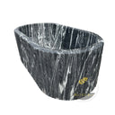 Black Marble Bathtub | Arabescato Orobico Grigio Fluted Oval 70.87" Long