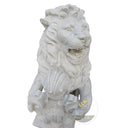 Stone Lion Statue White Marble Heraldic Royal Pair
