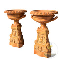 Outdoor planters Yellow Marble Pedestal Urn Pair