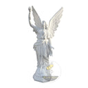Winged Angel Statue Victory Torch White Marble