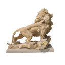 Large Lion Statue Classic Beige Limestone Majestic Roaring