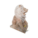 Lion Sculpture Sunset Red Marble Roaring Guardian