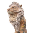 Lion Garden Statue Sunset Red Marble Roaring Prowler
