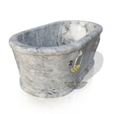 Marble bathtub with two rings traditional rolled edge oval design perfect for high-end mansions