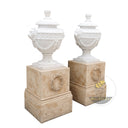 Garden planter White Marble Urn on Limestone Base