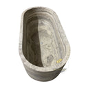 Travertine Tub | Silver Gray Stone Oval Wave 70.87" Long
