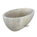 Freestanding Marble Tub | Beige Travertine Deep Oval 70.87" Long